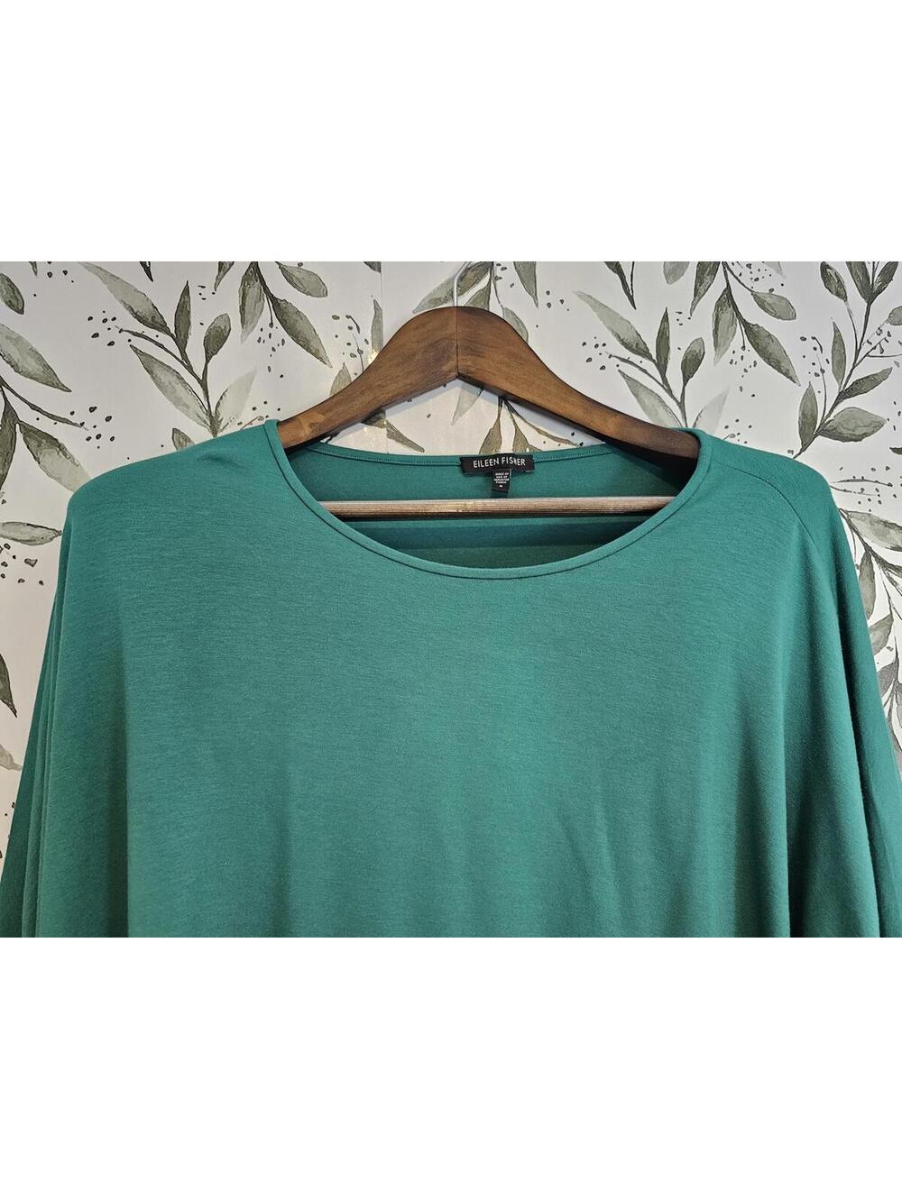 Eileen Fisher Blouse Green Womens Size S Rayon